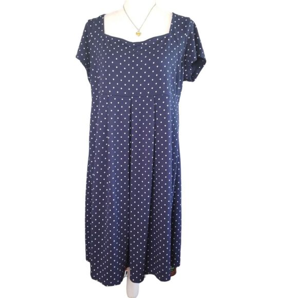 Old Navy Maternity Dress Navy Blue and Tan Polka Dots Size Large - Picture 7 of 7